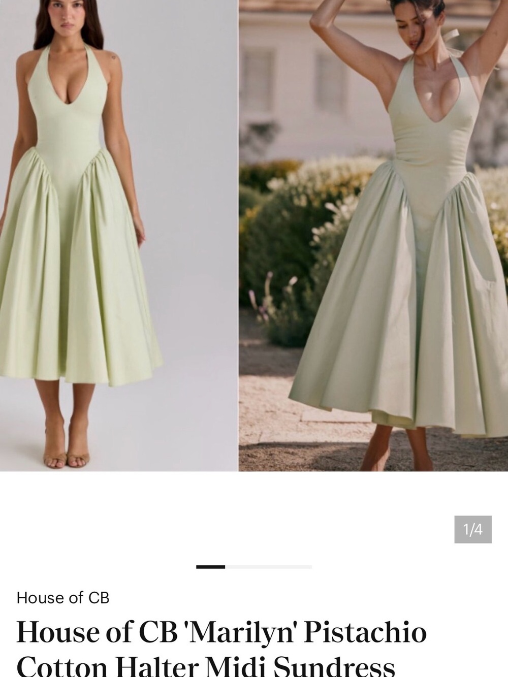 House of CB Pistachio Halter Midi Sundress